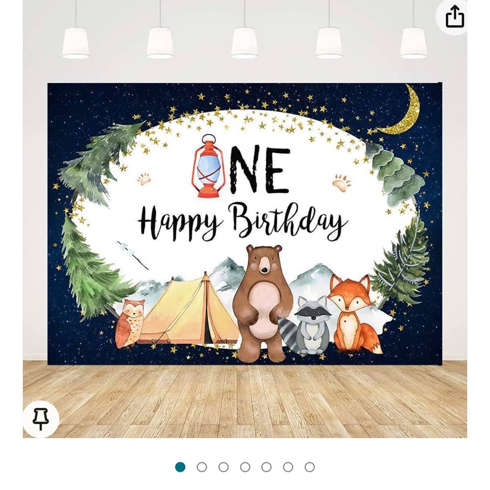 5 x 3 first birthday poster one happy camper theme photo backdrop